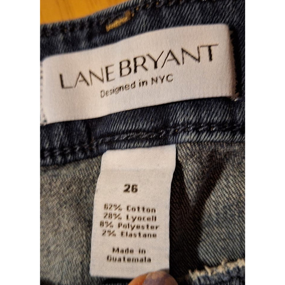 Lane Bryant Women 26W Distressed High Rise Stretch Straight Crop Denim Jeans - Picture 3 of 5